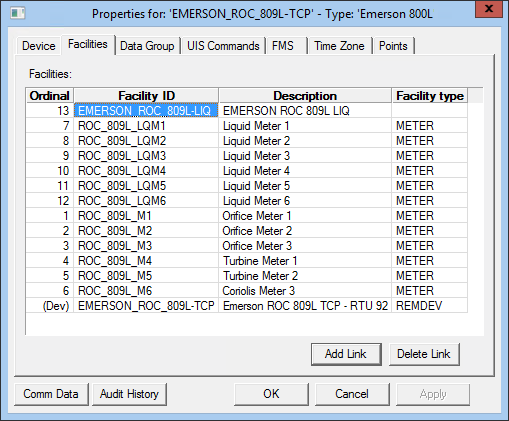 Remote Device Editor Facilities Page Remote Device Editor Facilities Page